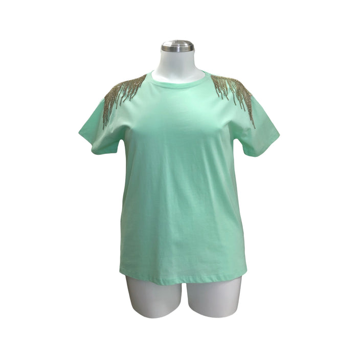Playera Con Pedrería en Hombro LC