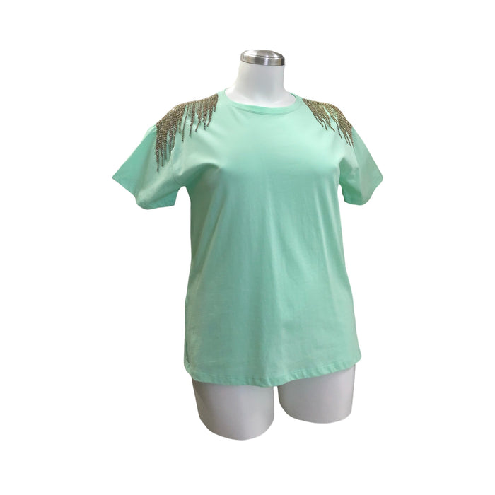 Playera Con Pedrería en Hombro LC
