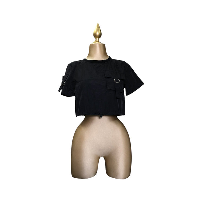 Playera Negro Bajo Con Cordón LC