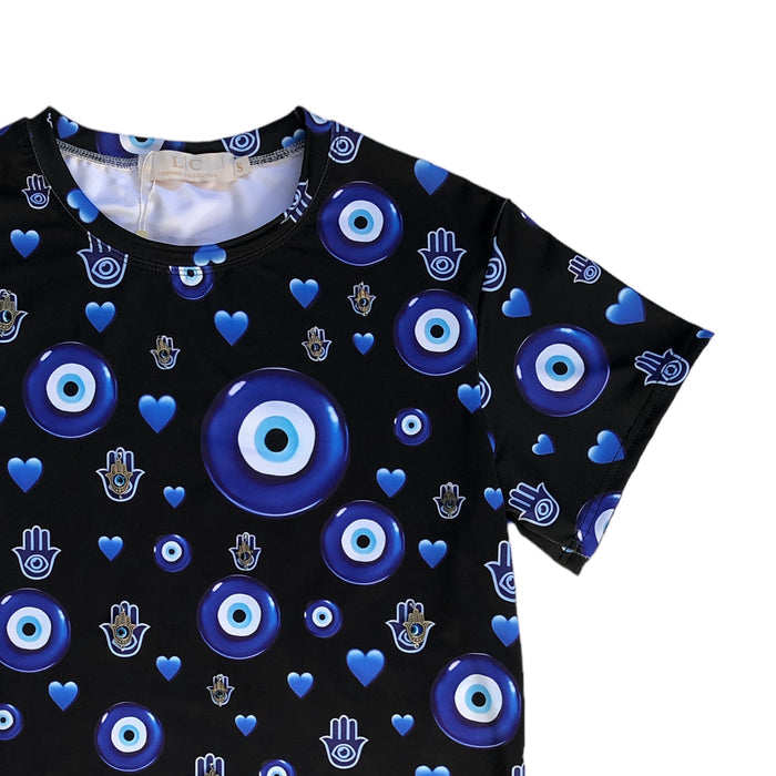Playera Ojo Turco Black Curvy LC