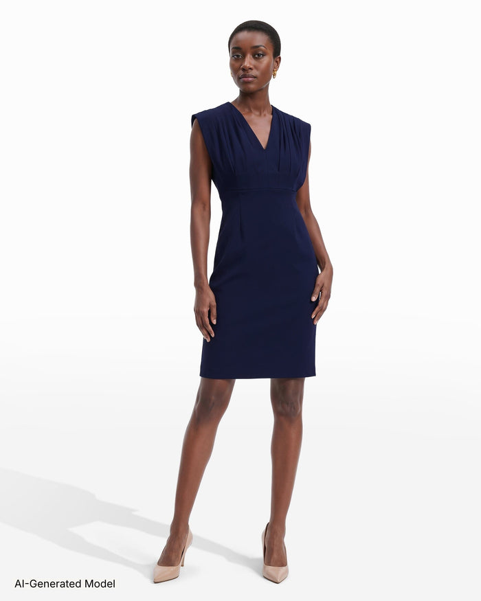 Anne Klein Pleated Bodice Sheath Dress