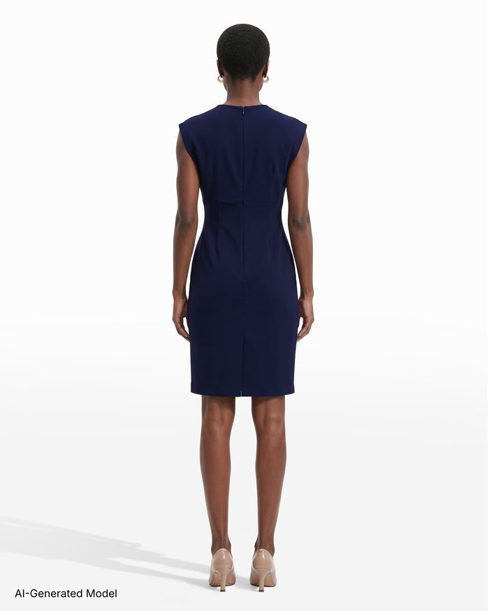 Anne Klein Pleated Bodice Sheath Dress