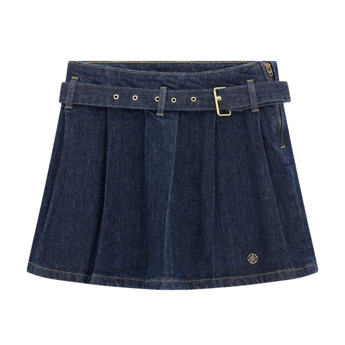 Pleated Denim Skirt