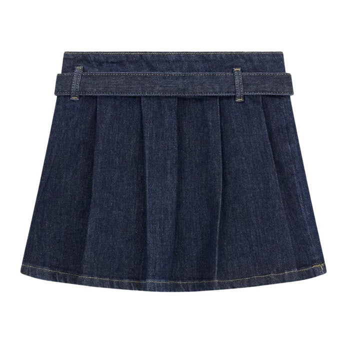 Pleated Denim Skirt