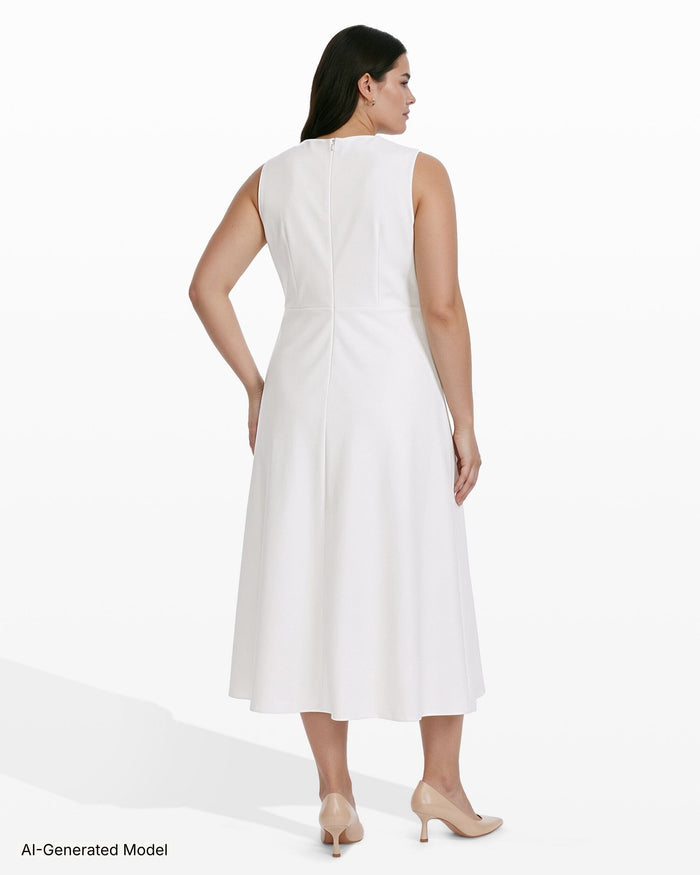 Anne Klein Plus Size Crew Neck A-Line Floral Midi Dress