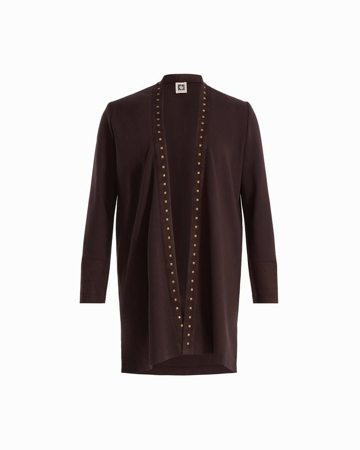 Anne Klein Plus Size Long Sleeve Open Neck Heatset Knit Cardigan