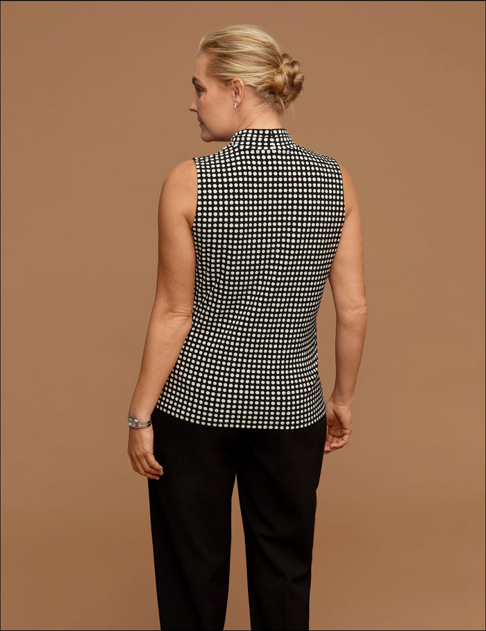 Anne Klein Plus Size Sleeveless Polka Dot Pleat Top