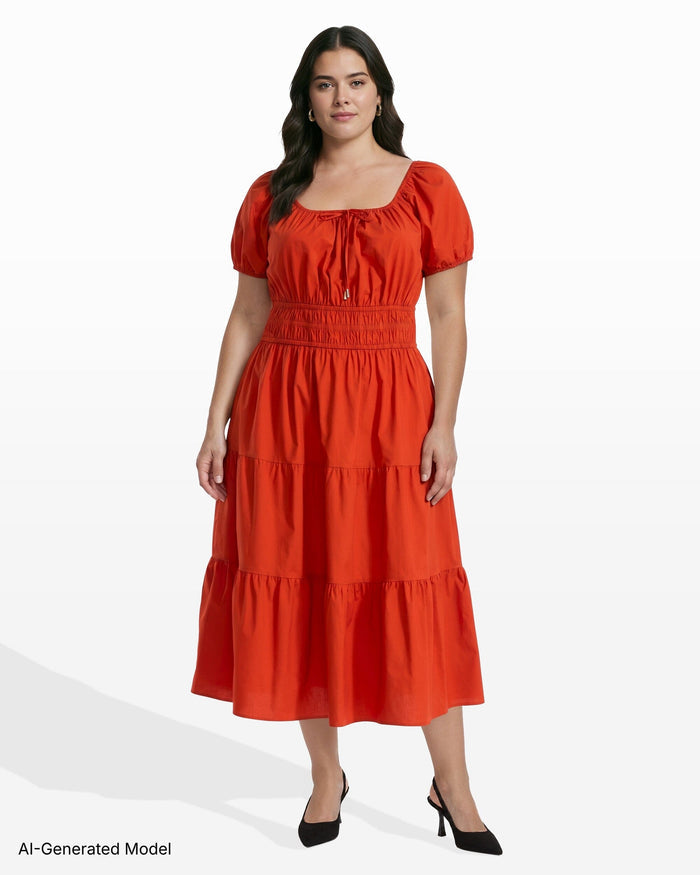 Anne Klein Plus Size Tiered Short Sleeve Dress