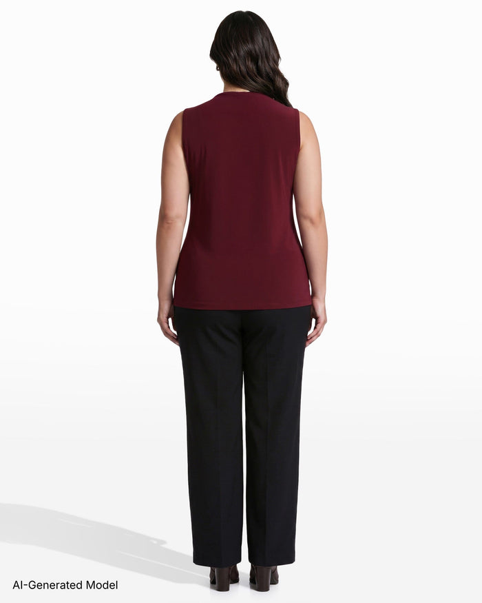 Anne Klein Plus Size V-Neck Lace Trim Sleeveless Knit Tank Top