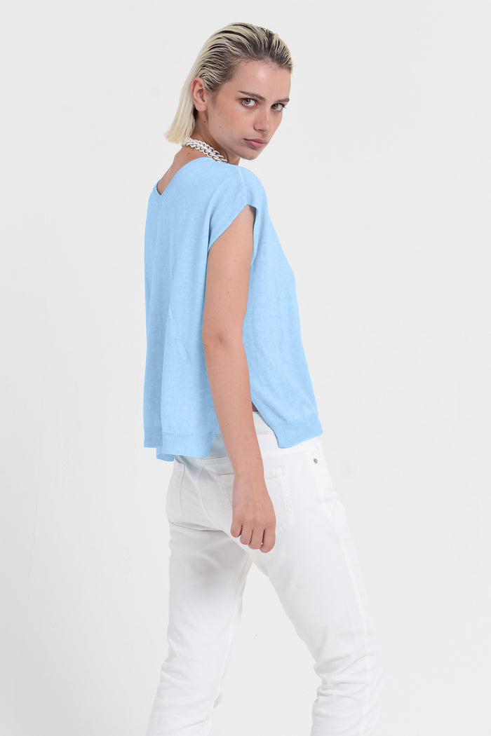 Positano Knit - Women's V-Neck Cotton Sweater - Viking
