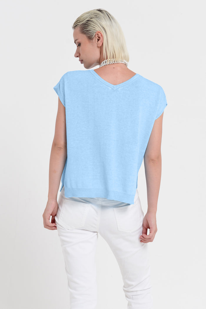 Positano Knit - Women's V-Neck Cotton Sweater - Viking