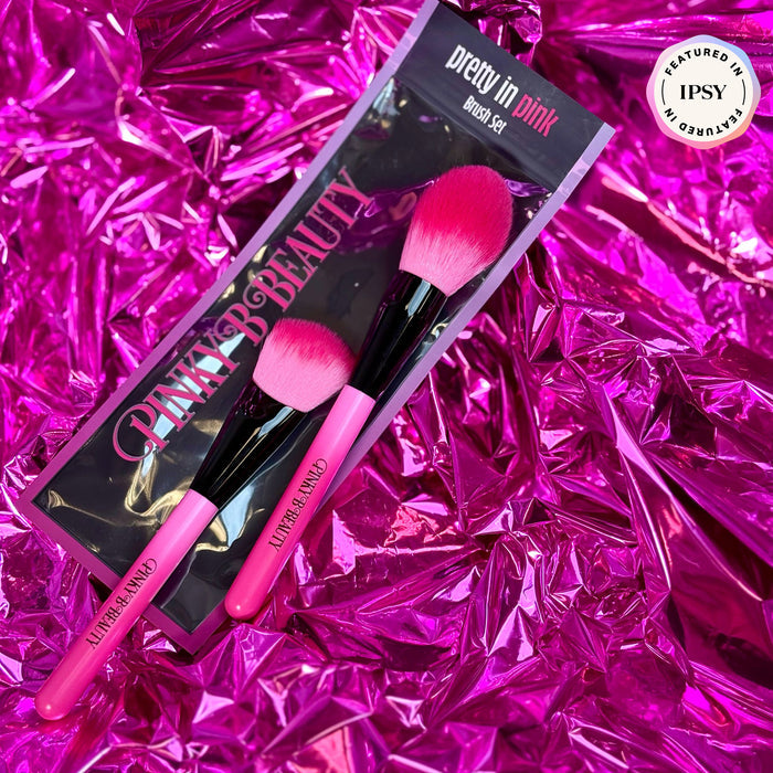 Pretty in Pink Brush Set - 2 Piece Vegan Makeup Brush Collection | Pinky B Beauty