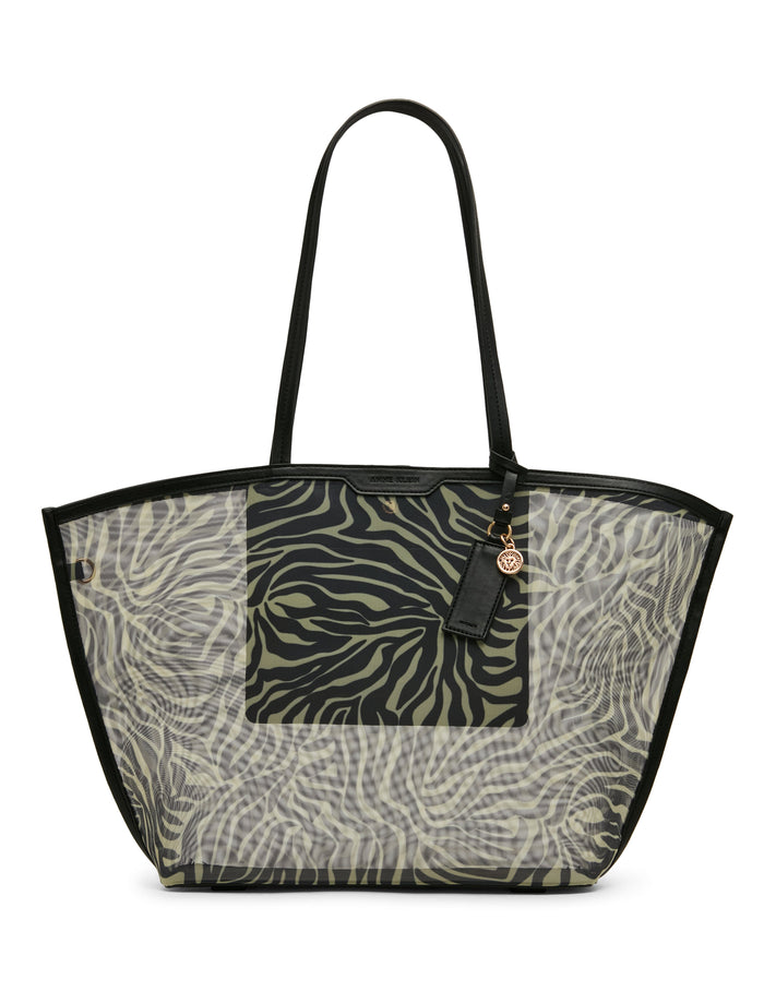 Anne Klein Zebra Printed Mesh Tote Bag with Pouch