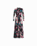Anne Klein DEEP JADE MULTI Printed Mesh Twist Maxi Dress