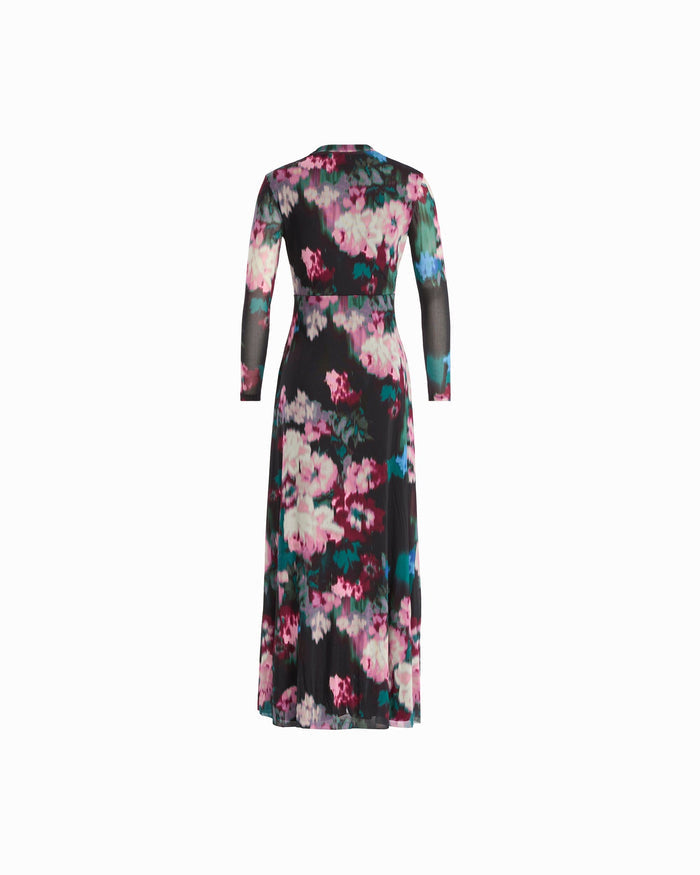 Anne Klein Printed Mesh Twist Maxi Dress