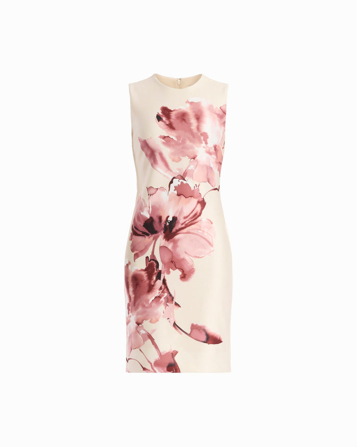 Anne Klein IVORY SHELL MULTI Printed Scuba Sheath Dress