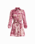 Anne Klein NEW BURGUNDY MULTI Printed Twill Tiered Shirt Dress