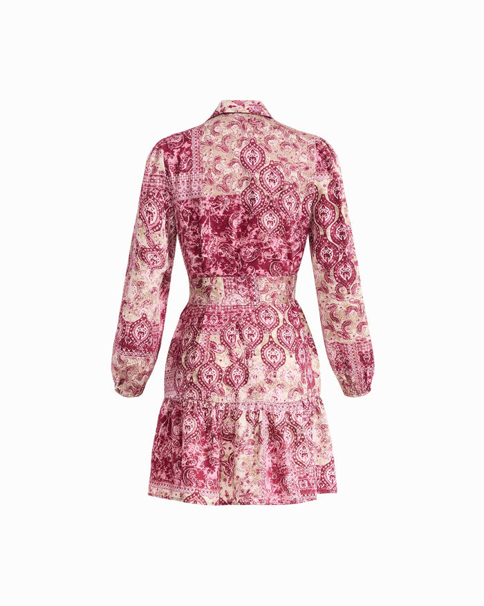 Anne Klein Printed Twill Tiered Shirt Dress