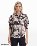 Anne Klein ANNE BLACK/LATTE Puff Sleeve Blouse
