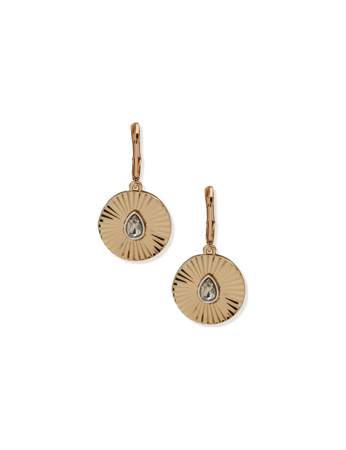 Anne Klein Two Tone Radial Earrings with Stone Drop