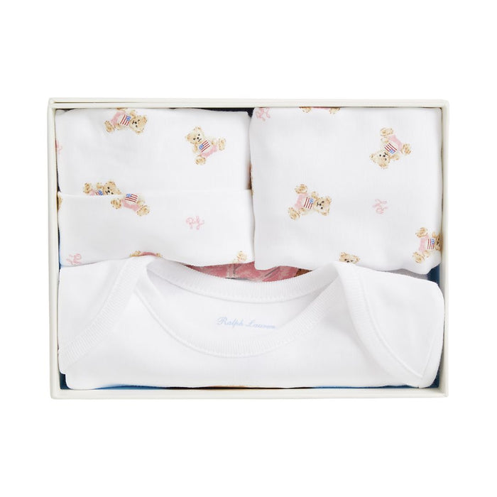 Ralph Lauren Bear Gift Set - Babies Ivory & Pink Polo Bear Gift Set