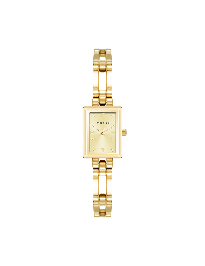 Anne Klein Gold-Tone Rectangular Case Bangle Bracelet Watch