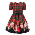 Red & Black Tartan & Roses Dress