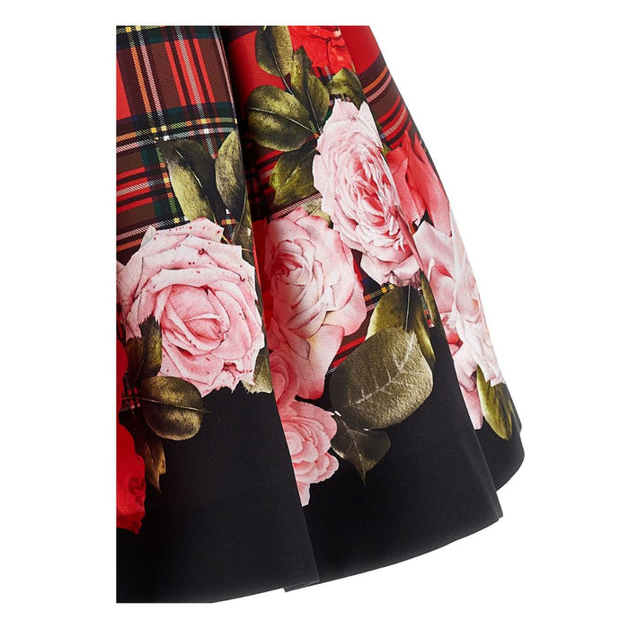 Red & Black Tartan & Roses Dress