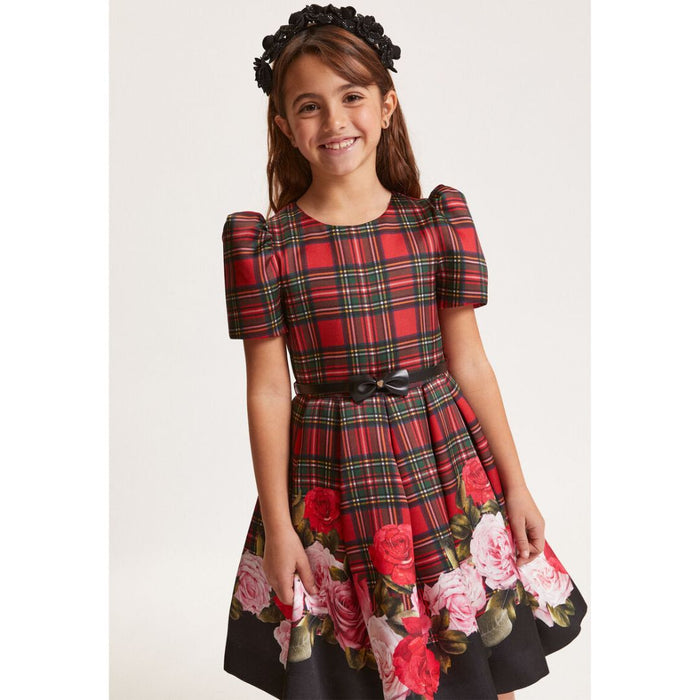 Red & Black Tartan & Roses Dress