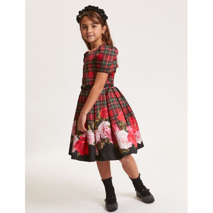 Red & Black Tartan & Roses Dress
