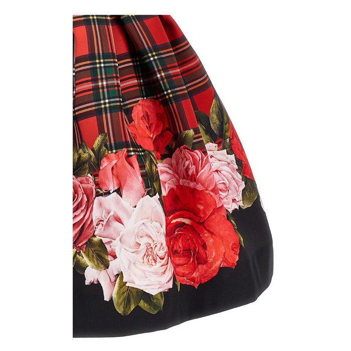 Red & Black Tartan & Roses Skirt Set