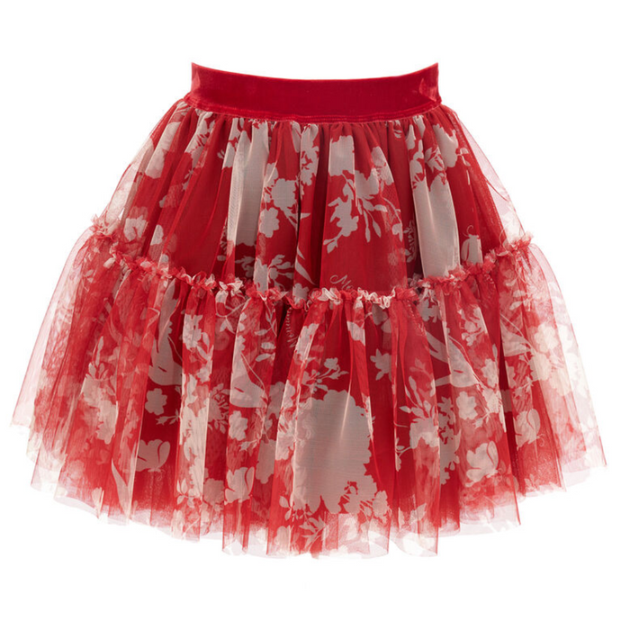Red & Cream Tulle Skirt