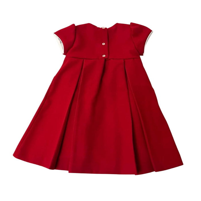 Red Embroidered Pleat Dress, Coat & Hat