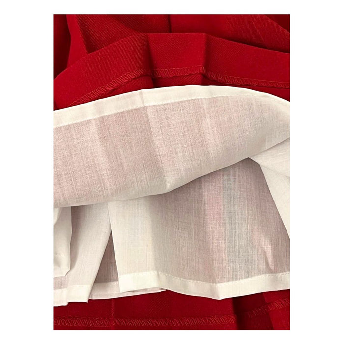 Red Embroidered Pleat Dress, Coat & Hat