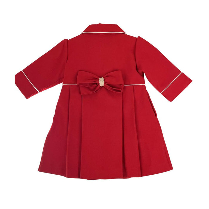 Red Embroidered Pleat Dress, Coat & Hat