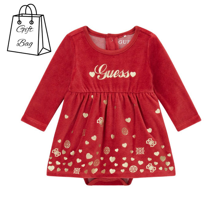 Red Velour & Gold Hearts Dress