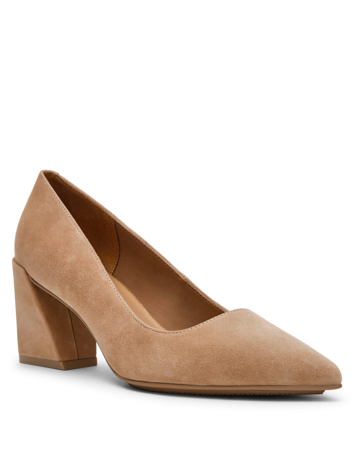Anne Klein Sand Suede Relena Leather Pump