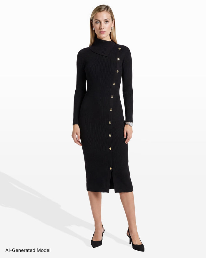 Anne Klein Ribbed Long Sleeve Turtleneck Dress