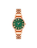 Anne Klein Rose Gold-Tone/Green Roman Numeral Dial Watch