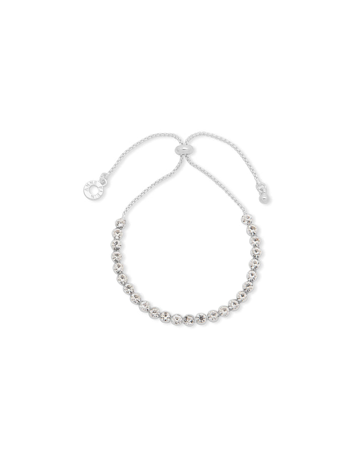 Anne Klein Silver-Tone Round Crystal Stone Slider Bracelet