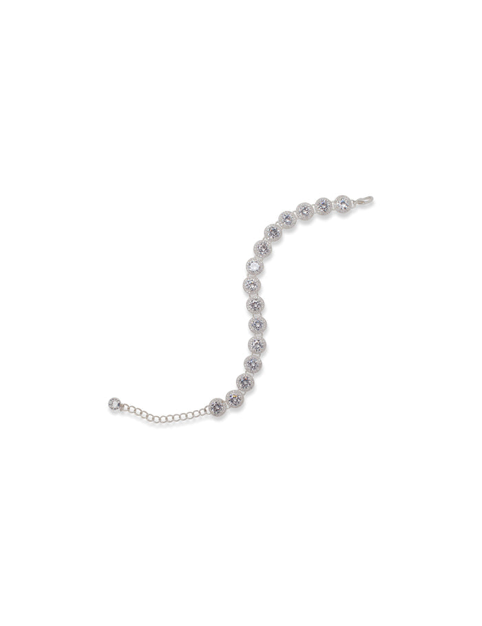 Anne Klein Silver-Tone Round Pave Flex Bracelet