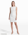 Anne Klein WHITE DOVE Ruched Sleeveless Sheath Dress