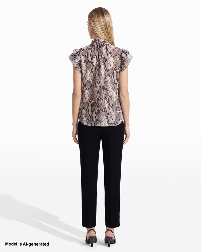 Anne Klein Ruffle Sleeve Tie-Front Blouse