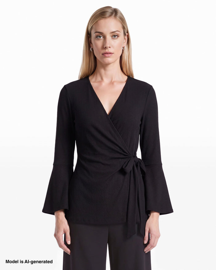 Anne Klein Ruffle Sleeve Wrap Top