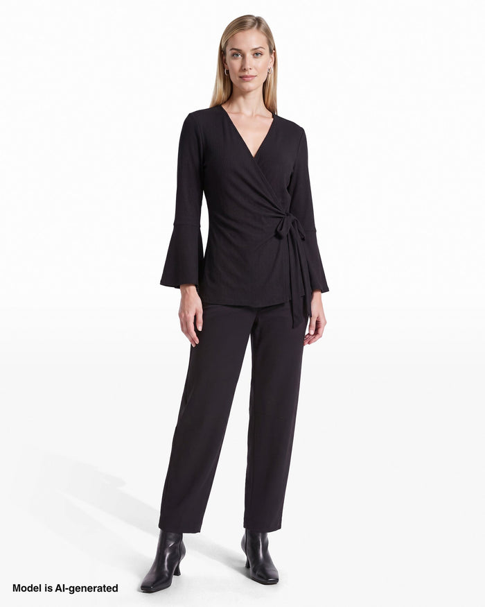 Anne Klein Ruffle Sleeve Wrap Top