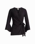 Anne Klein ANNE BLACK Ruffle Sleeve Wrap Top