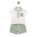 Sage & White Cargo Shorts & Polo Set