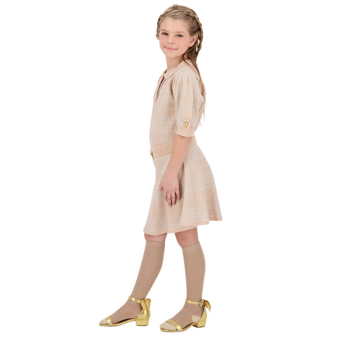 Sand & Silver Glitter Knitted 'Rosina' Skirt & Top