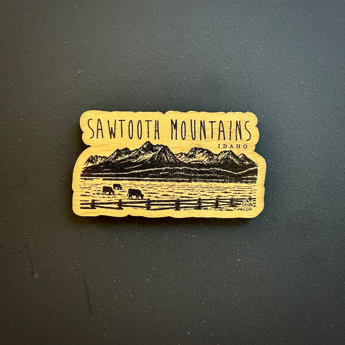 Sawtooth Mountains Idaho Wooden Magnet (Printed)