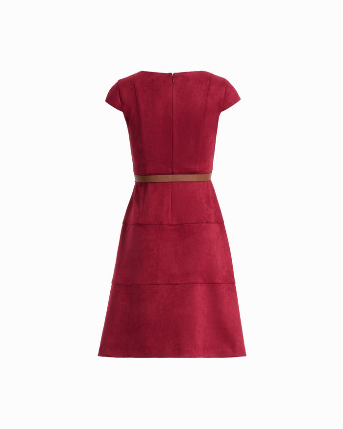 Anne Klein Scuba Suede Boat Neck Dress